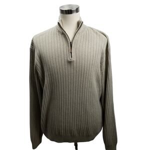 Bass Tan Cream Cable Knit 1/4 Zip Sweater Excellent Size XXL